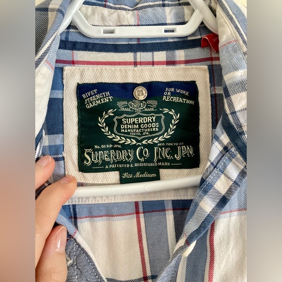 Superdry 3/4 sleeve plaid buttondown shirt - Picture 2 of 3